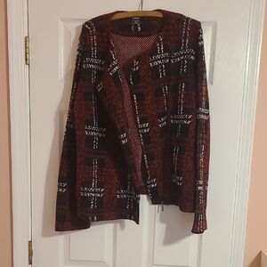 Chaps Red and Black Checkered Cardigan